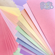 Load image into Gallery viewer, Marshmallow Pastel Paper Pack A5, 60 Sheets | Plain, Sparkle &amp; Pearlised Paper Pad | Salmon, Pink, Yellow, Lilac, Purple, Green, Blue Craft Paper
