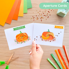 Load image into Gallery viewer, Mini pumpkin printed A6 aperture card pack

