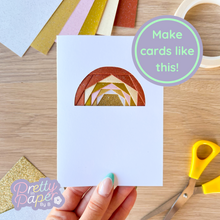 Load image into Gallery viewer, iris folding mini rainbow card made with Wild Safari paper pack
