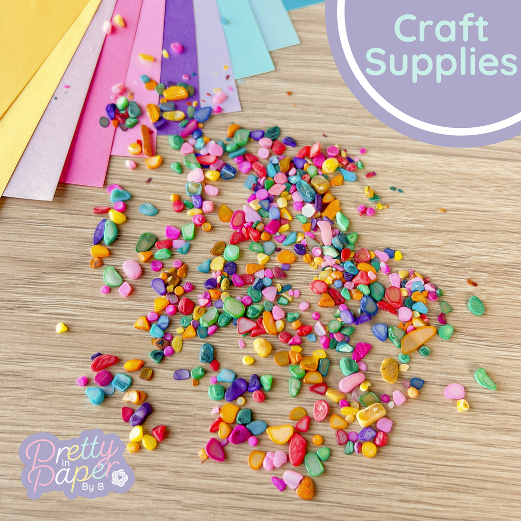 Mini resin crushed shell or sea glass card embellishments