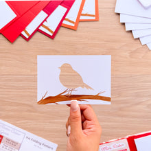 Load image into Gallery viewer, a mini robin card cutout with watercolour branch.
