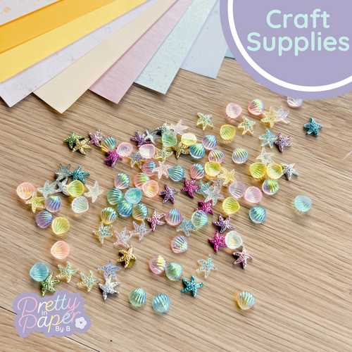 Mini starfish and seashell embellishments x100