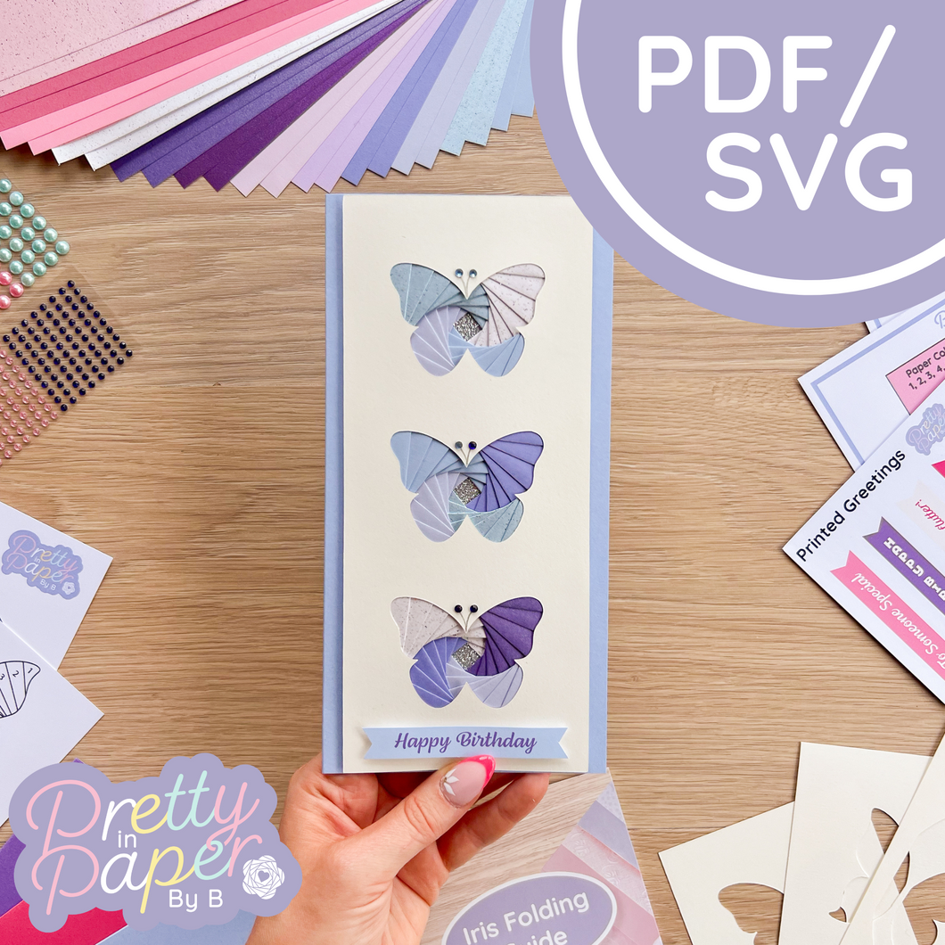 Wild Butterfly Mini Iris Folding Pattern PDF & SVG | Beginner-Intermediate Printable Download | Cut File | Card Making Template