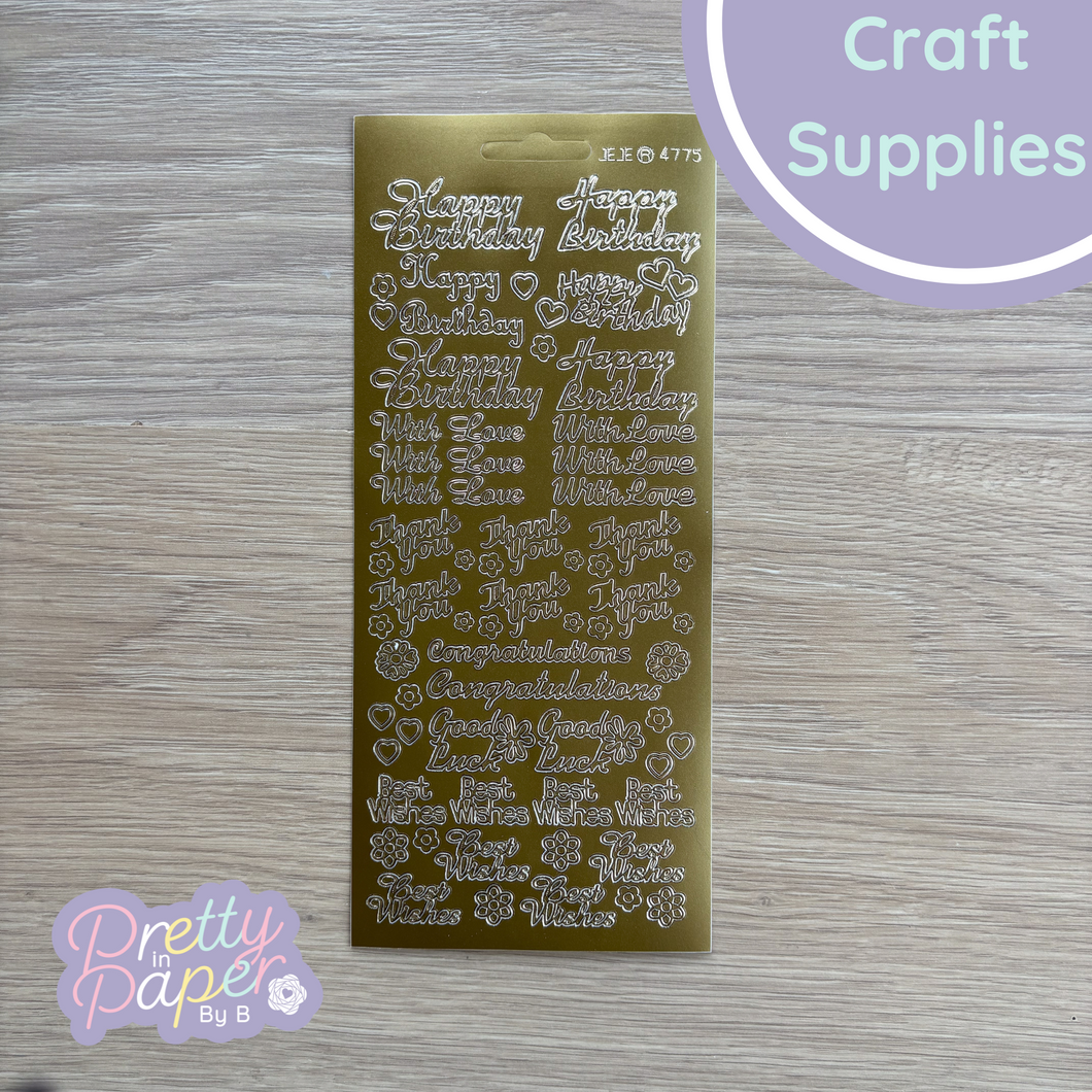 Peel Off Stickers - Mixed Greeting | Silver or Gold