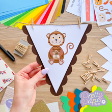 Load image into Gallery viewer, Jungle Animal Iris Folding Bunting Kit | Monkey Tiger Panther Parrot Beginner Craft Kit | Discontinued
