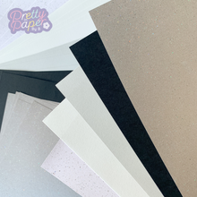 Load image into Gallery viewer, Moonlight Shadows Paper Pack A5, 30 Sheets | Plain &amp; Sparkle Paper Pad | Silver Grey Black White Craft Paper
