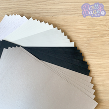 Load image into Gallery viewer, Moonlight Shadows Paper Pack A5, 30 Sheets | Plain &amp; Sparkle Paper Pad | Silver Grey Black White Craft Paper
