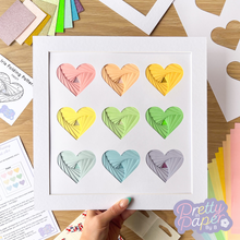 Load image into Gallery viewer, Nine iris folding hearts in pastel colours
