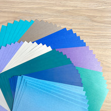 Load image into Gallery viewer, Northern Lights Paper Pack A5, 60 Sheets | Plain, Pearlised &amp; Sparkle Paper Pad | Blue Green Purple Silver Paper
