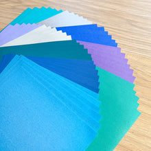 Load image into Gallery viewer, Northern Lights Paper Pack A5, 60 Sheets | Plain, Pearlised &amp; Sparkle Paper Pad | Blue Green Purple Silver Paper
