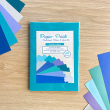 Load image into Gallery viewer, Northern Lights Paper Pack A5, 60 Sheets | Plain, Pearlised &amp; Sparkle Paper Pad | Blue Green Purple Silver Paper
