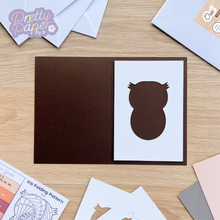Load image into Gallery viewer, Owl Aperture Card (Pack of 3) | 3 x Apertures, Coloured Card Blanks &amp; Envelopes
