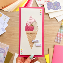 Load image into Gallery viewer, Ice Cream Cone Iris Fold Card
