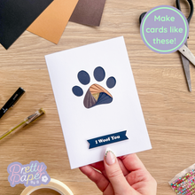 Load image into Gallery viewer, iris fold paw print card
