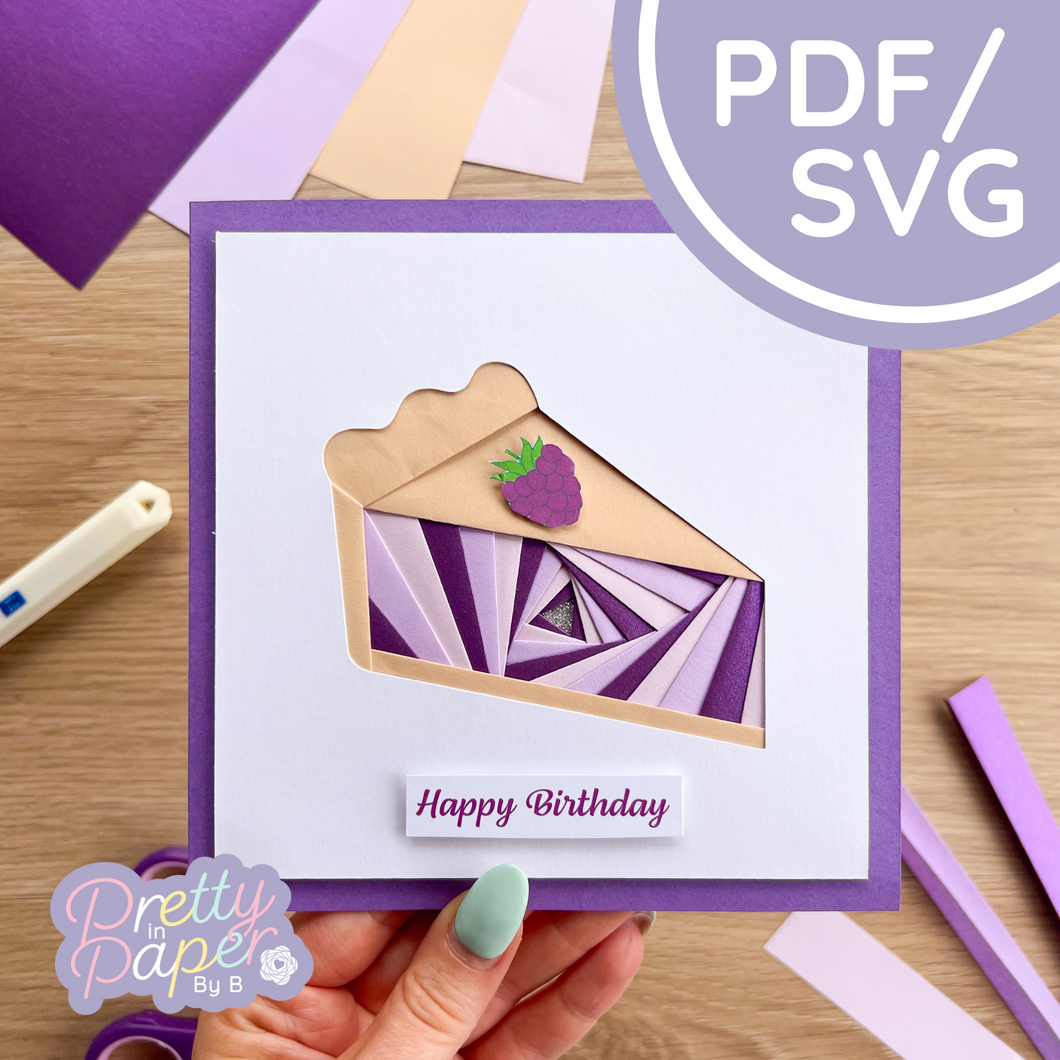Pie Slice Iris Folding Pattern Beginner PDF SVG Card Template