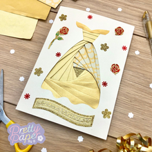 Load image into Gallery viewer, Princess Dress Iris Folding Pattern Template | Beginner Pattern PDF SVG Download | Card Making
