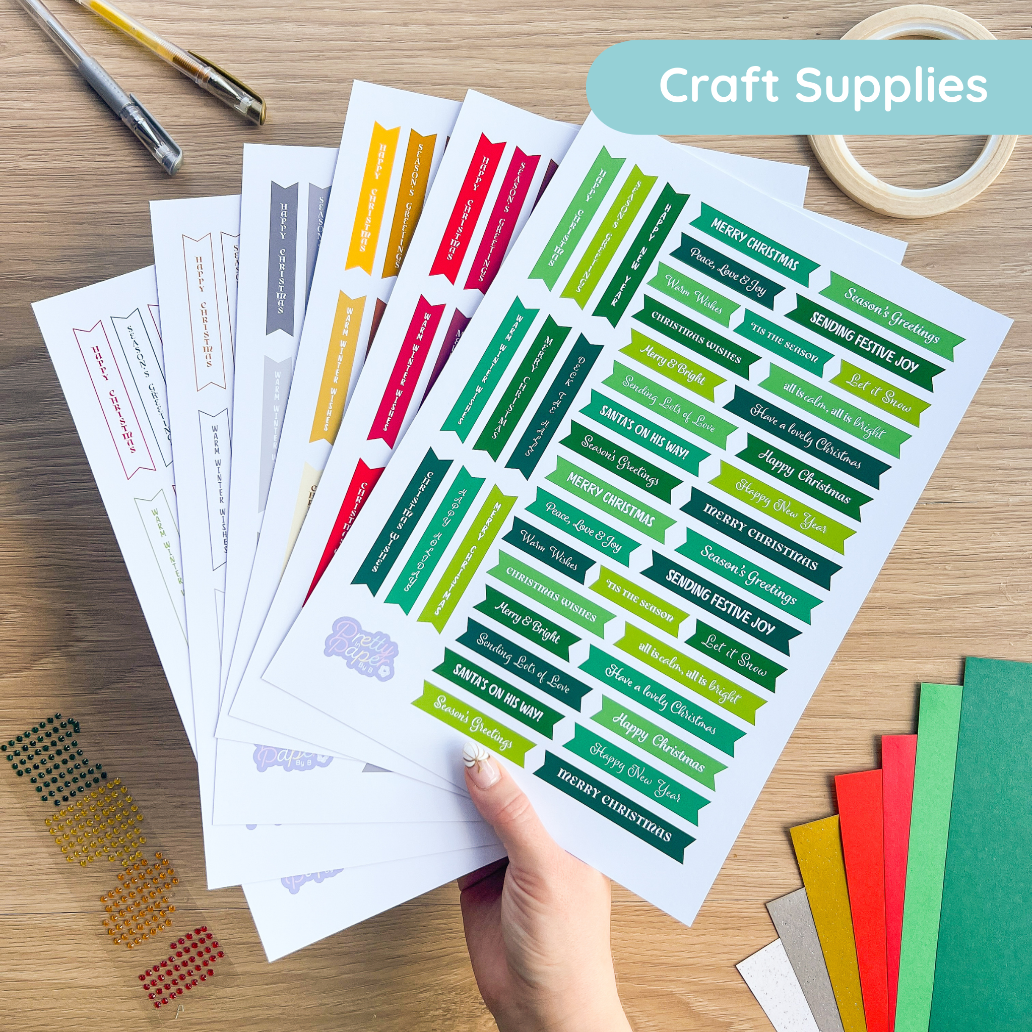Traditional Christmas Sentiments Pack | Multicolour Card-making Embell ...