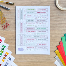 Load image into Gallery viewer, Traditional Christmas Sentiments Pack | Multicolour Card-making Embellishments | 258 x Printed Greetings, 6x A4 Sheets
