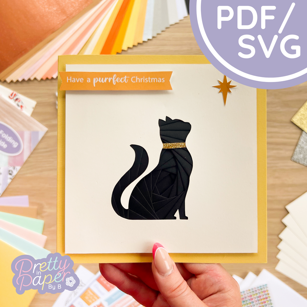 Proud Cat Iris Folding Pattern PDF & SVG | Beginner Printable Download | Cut File | Christmas Card Making Template