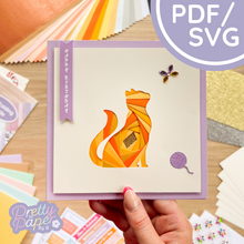 Load image into Gallery viewer, Proud Cat Iris Folding Pattern PDF &amp; SVG | Beginner Printable Download | Cut File | Christmas Card Making Template
