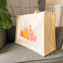 Load image into Gallery viewer, Pumpkin Meadow Luxury Tote Bag | Large Hessian Jute Shopping Bag
