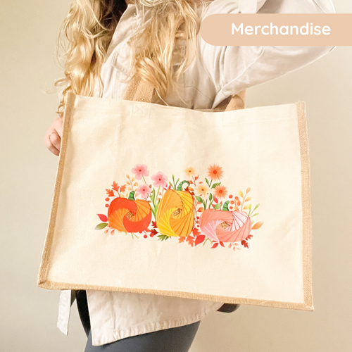 Pumpkin Jute Tote Bag