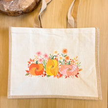 Load image into Gallery viewer, Pumpkin Meadow Luxury Tote Bag | Large Hessian Jute Shopping Bag
