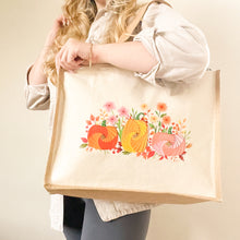 Load image into Gallery viewer, Pumpkin Meadow Luxury Tote Bag | Large Hessian Jute Shopping Bag
