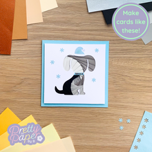 Load image into Gallery viewer, iris fold puppy - blue Christmas card
