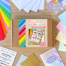 Load image into Gallery viewer, Chasing Rainbows Card Making Kit | Letterbox Craft Kit Beginners | Rainbow Iris Folding Kit | Letterbox Gift
