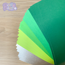 Load image into Gallery viewer, Rainforest Paper Pack A5, 30 Sheets | Plain, Pearlised &amp; Sparkle Paper Pad | Green Craft Paper Collection
