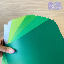 Load image into Gallery viewer, Rainforest Paper Pack A5, 30 Sheets | Plain, Pearlised &amp; Sparkle Paper Pad | Green Craft Paper Collection
