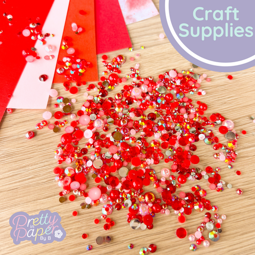 Red pearl gem embellishments