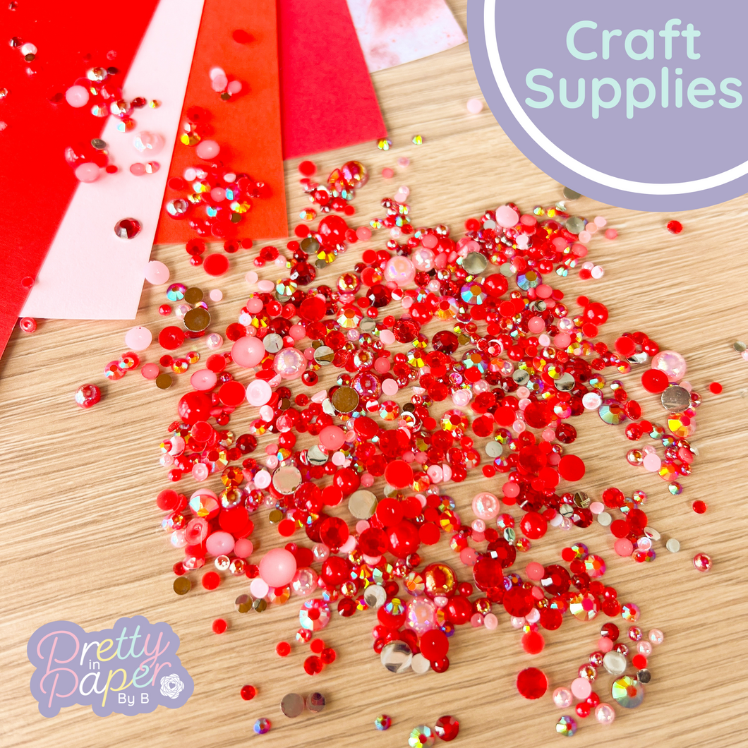 Red pearl gem embellishments