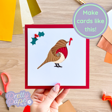 Load image into Gallery viewer, Red iris folding robin card
