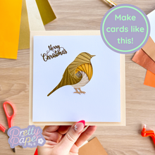 Load image into Gallery viewer, Cream iris folding robin card
