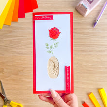 Load image into Gallery viewer, Single Rose Vase Aperture Pack (Pack of 3) | Rectangular PRINTED Apertures (x3), Coloured Card Blanks x3,  DL Envelopes x3 | Intermediate

