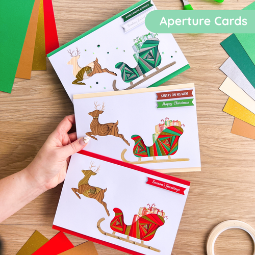 Santa's sleigh card aperture pack traditional Christmas edition