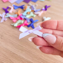 Load image into Gallery viewer, Ribbon Bow Craft Embellishments 6-7mm wide | Silver Gold Green Red Multicoloured | 20 per pack
