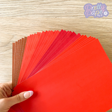 Load image into Gallery viewer, Scarlet Symphony Paper Pack A5, 30 Sheets | Plain, Pearlised &amp; Sparkle Paper Pad | Red Craft Paper Collection
