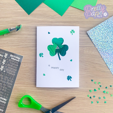 Load image into Gallery viewer, Shamrock Iris Folding Pattern Mini PDF &amp; SVG | Irish Leaf Beginner Printable Download | Cut File | Card Making Template
