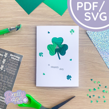 Load image into Gallery viewer, Shamrock Iris Folding Pattern Mini PDF &amp; SVG | Irish Leaf Beginner Printable Download | Cut File | Card Making Template
