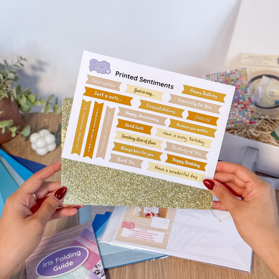 Sentiments and Glitter Card | Mini Pack (A5) | Gold or Silver
