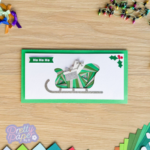 Load image into Gallery viewer, Iris fold sleigh card in green
