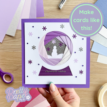 Load image into Gallery viewer, purple iris fold snow globe card
