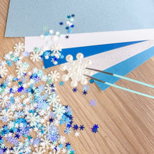 Load image into Gallery viewer, Snowflake Sparkle Embellishment Pack, 5–14mm, 400+ pcs – Craft Embellishments
