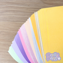 Load image into Gallery viewer, Spring Meadow Paper Pack A5, 60 Sheets | Plain, Pearlised &amp; Sparkle Paper Pad | Yellow, Cream, Orange, Pink, Purple, Green Craft Paper
