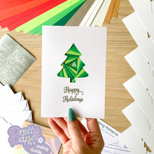 Load image into Gallery viewer, Stylised Christmas Tree Iris Folding Pattern PDF &amp; SVG | Mini Christmas Tree Beginner Printable Download | Cut File | Card Making Template
