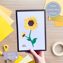 Load image into Gallery viewer, Sunflower Aperture Card (Pack of 3) | 3 x Apertures, Coloured Card Blanks &amp; Envelopes | Intermediate
