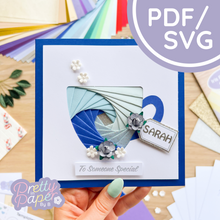 Load image into Gallery viewer, Tea Cup Iris Folding Pattern PDF &amp; SVG | Tea Mug Beginner Iris Folding Template Download | Cut File | Card Making Template
